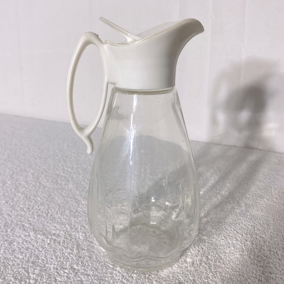 Vintage Log Cabin Clear Glass Plastic Spout Syrup Dispenser - Picture 6 of 12